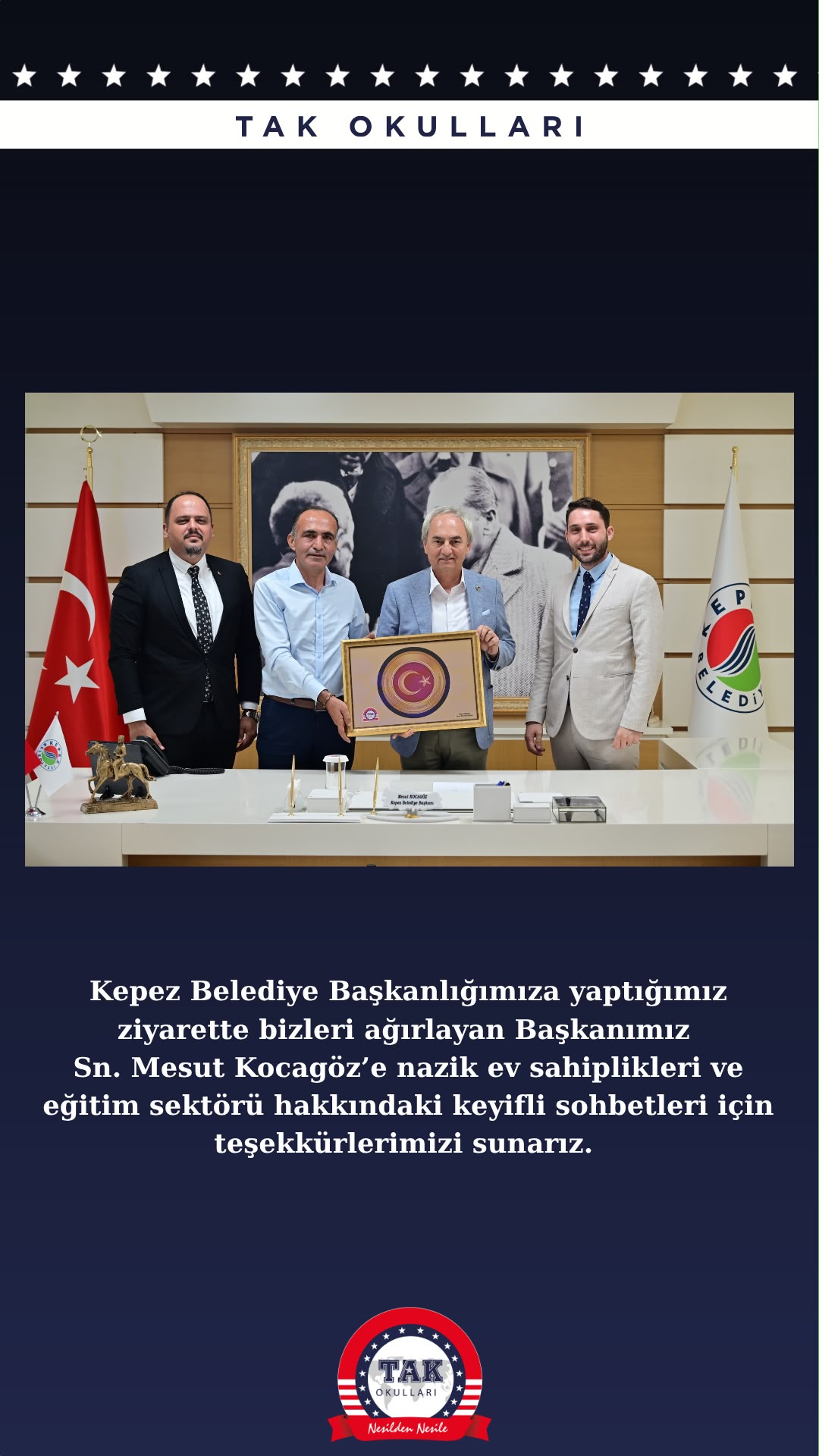 Kepez Belediye Başkanımız Sn. Mesut KOCAGÖZ'e Ziyaret Gerçekleştirdik