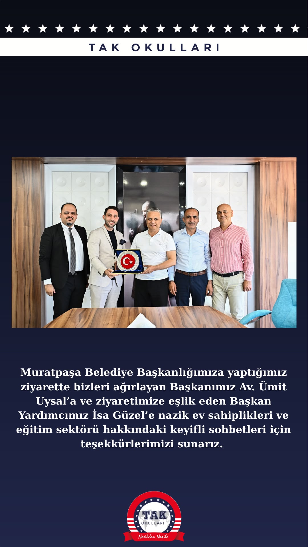 Muratpaşa Belediye Başkanı Sn. Ümit UYSAL'a Ziyaret Gerçekleştirdik